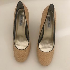 Steven Madden wicker and patent heels